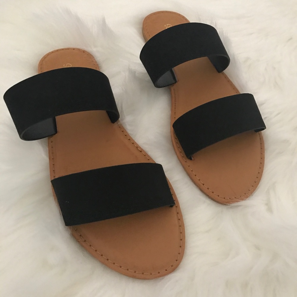 1 left!! Black Vegan Suede Slide Sandal - Picture 6 of 7